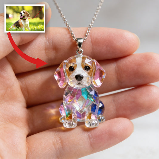 Custom Photo Tricolor Adult Beagle Acrylic Pendant Necklace Dog Lover Gift