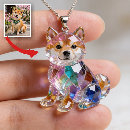 Custom Photo Tan and White Adult Shiba Inu Acrylic Pendant Necklace Dog Lover Gift