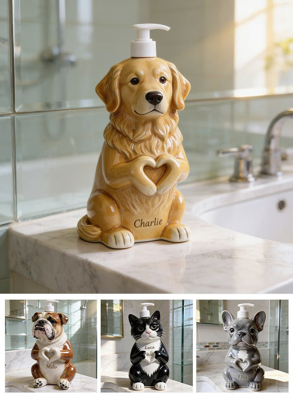 Personalized Adult Golden Retriever Soap Dispenser Dog Lover Bathroom Decor