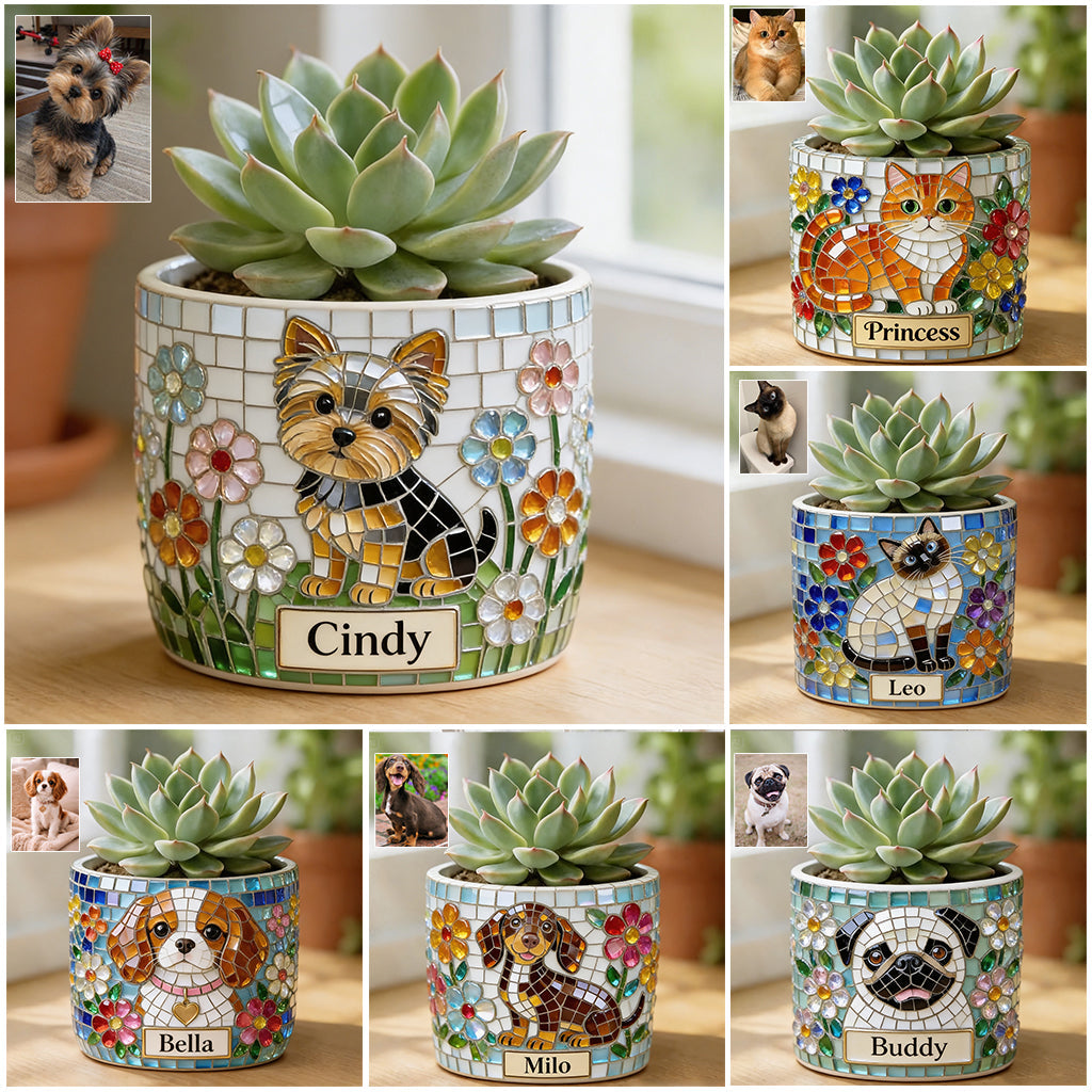 Personalized Black and Tan Adult Rottweiler Ceramic Plant Pot Home Decor