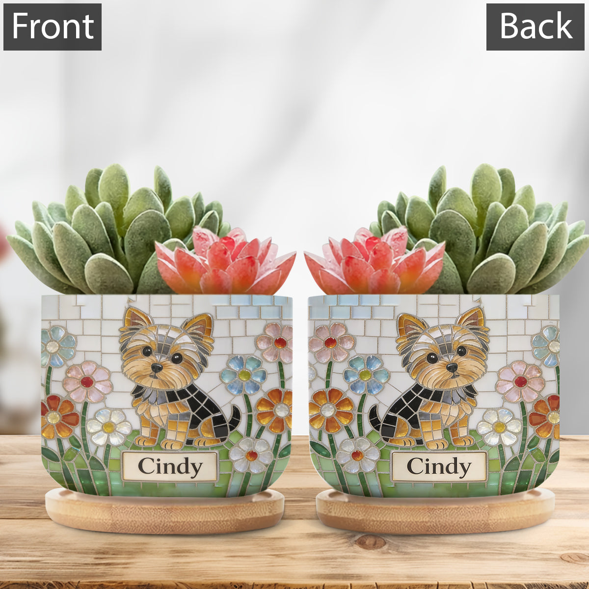 Personalized Fawn and White Chihuahua Puppy Ceramic Plant Pot