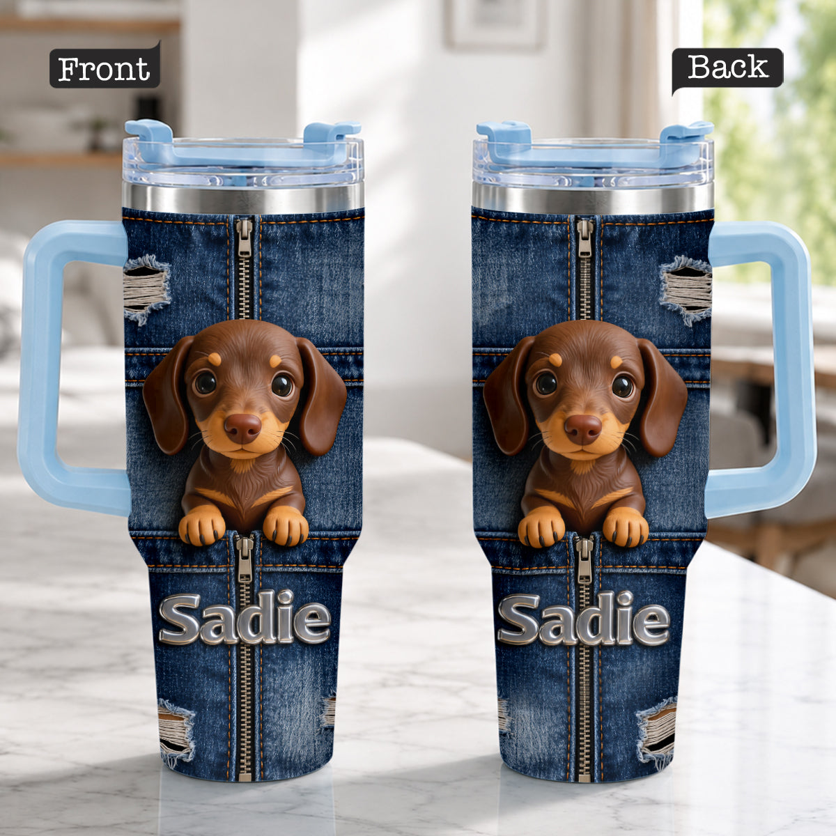 Personalized Adult Golden Retriever Tumbler With Plush Charm Pet Owner Gift
