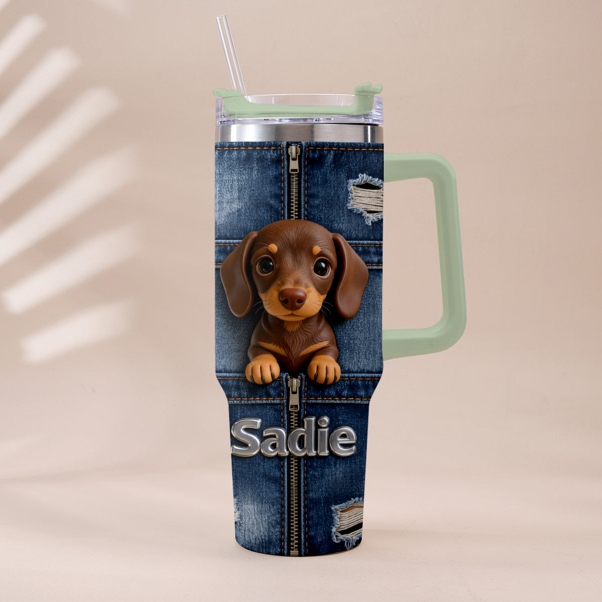 Personalized Siberian Husky Tumbler with Plush Charm Dog Lover Gift