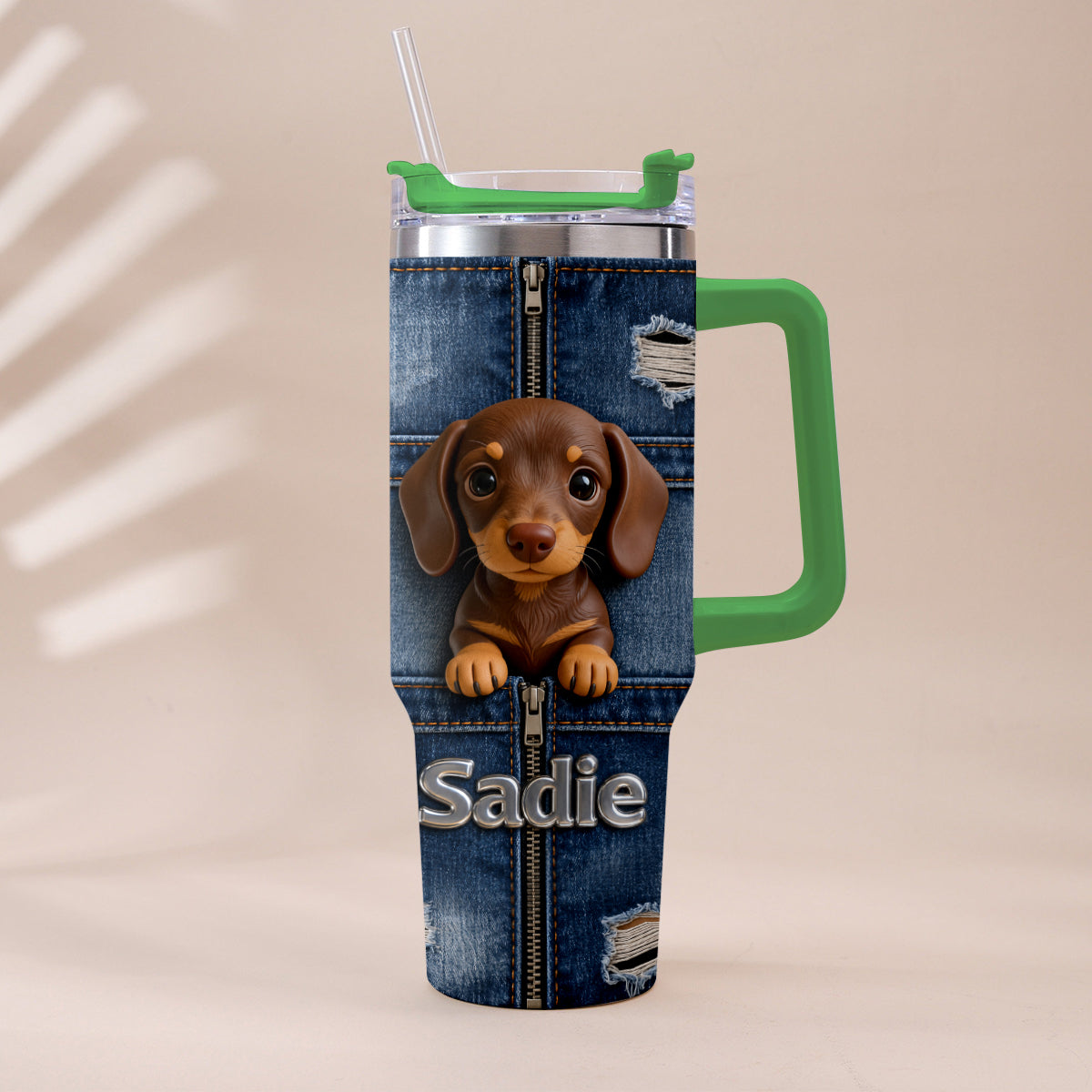 Personalized Tan & White Adult Shiba Inu Tumbler With Plush Charm Pet Lover Gift