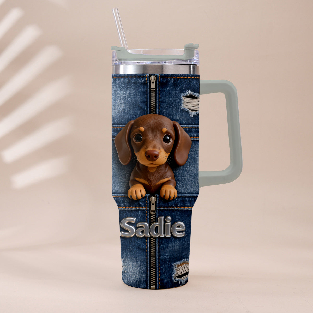 Personalized Siberian Husky Tumbler with Plush Charm Dog Lover Gift
