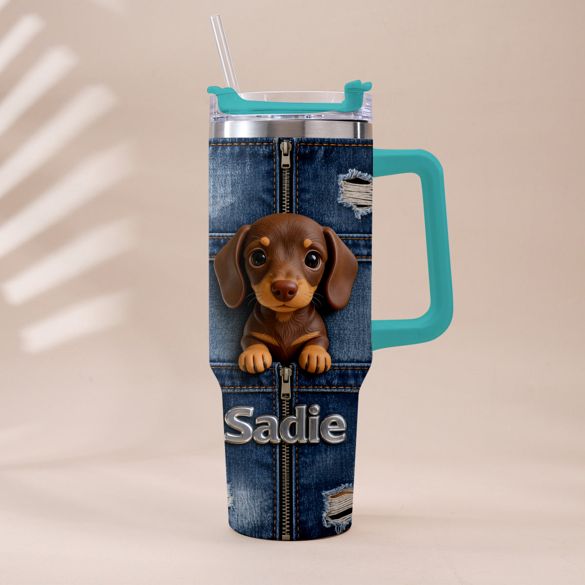 Personalized Siberian Husky Tumbler with Plush Charm Dog Lover Gift