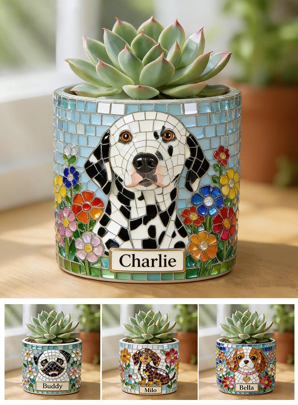 Personalized Dalmatian Ceramic Plant Pot Black White Spotted Dog Succulent Home Decor