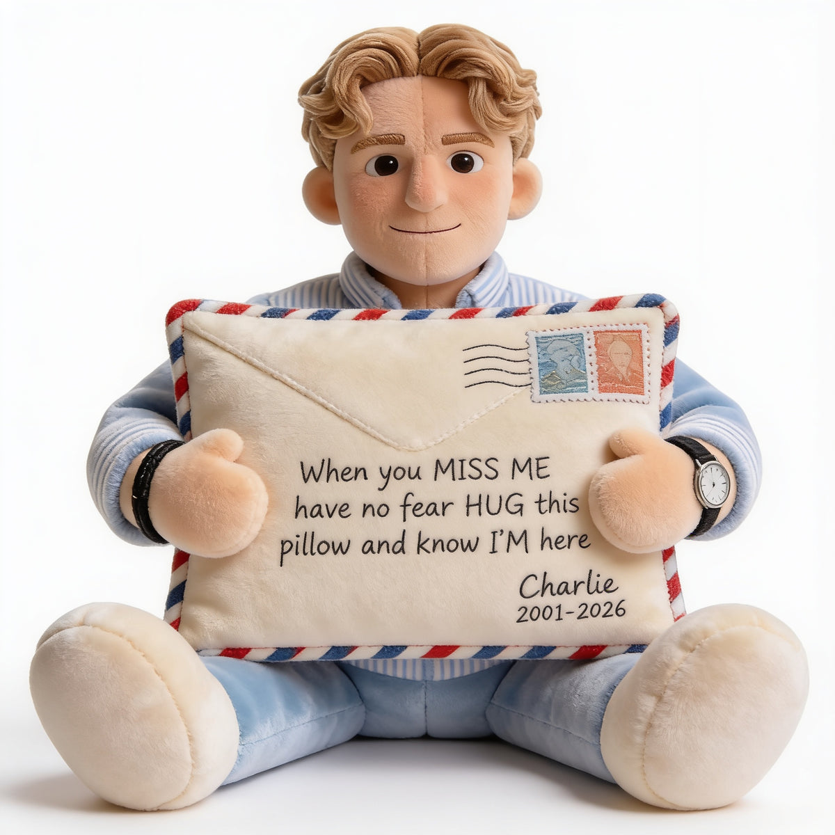 Personalized Memorial Man Letter From Heaven Faux Fur Shaped Pillow