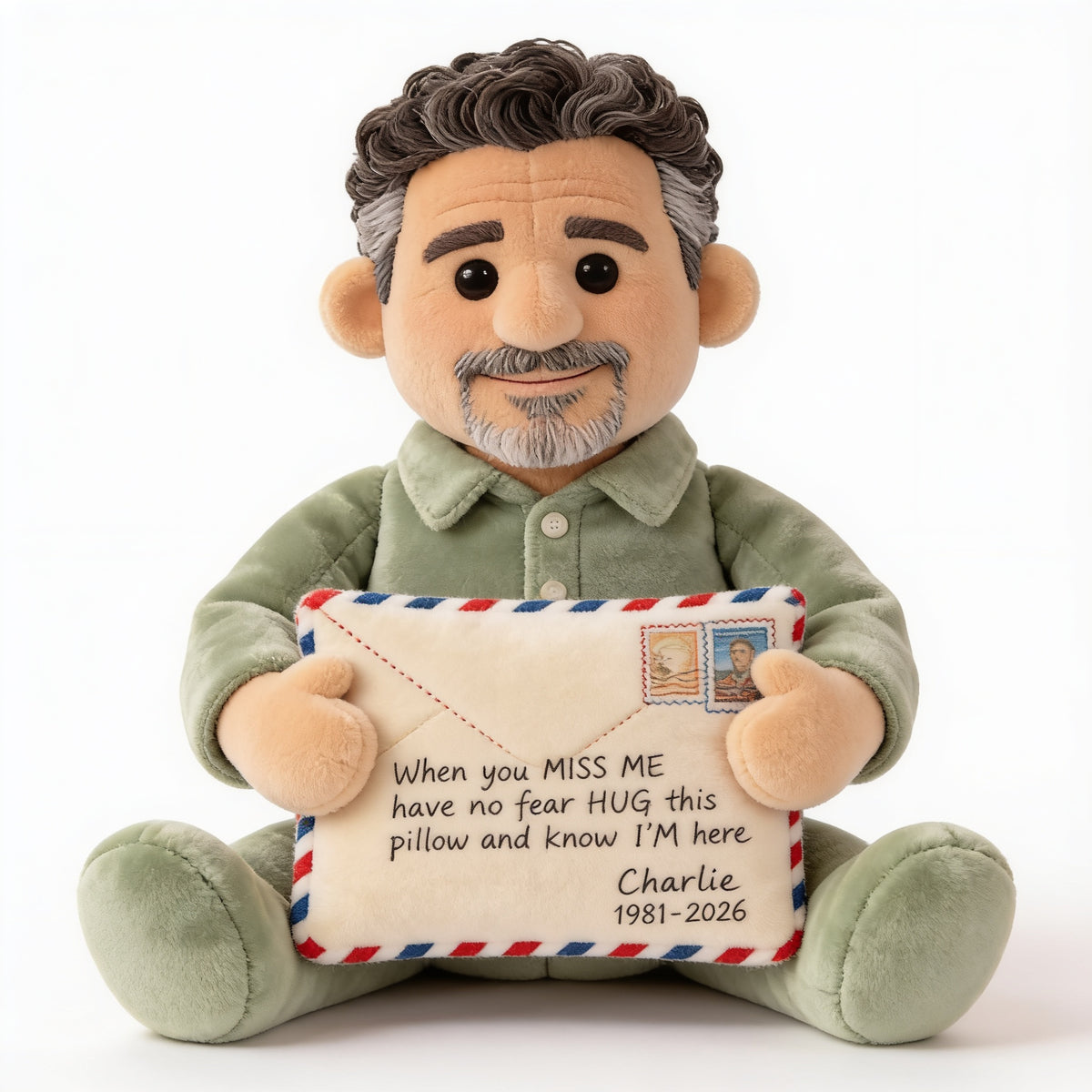 Personalized Middle-Aged Latino Man Memorial Faux Fur Shaped Pillow, Dad Husband Remembrance Gift