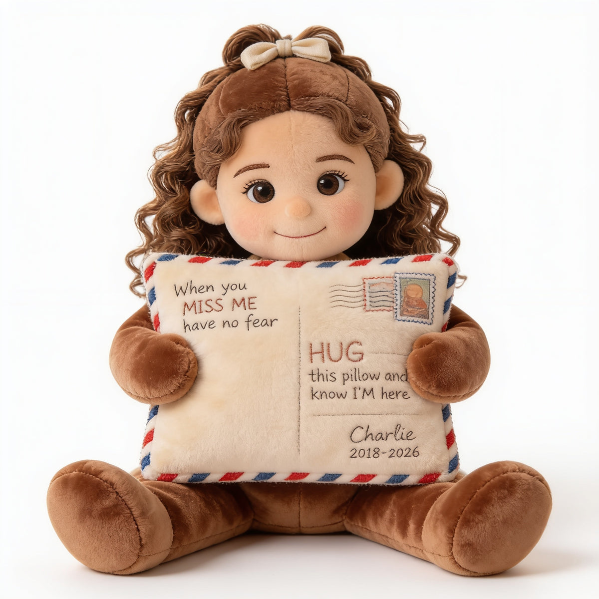 Personalized Latina Little Girl Memorial Faux Fur Shaped Pillow Bereavement Gift