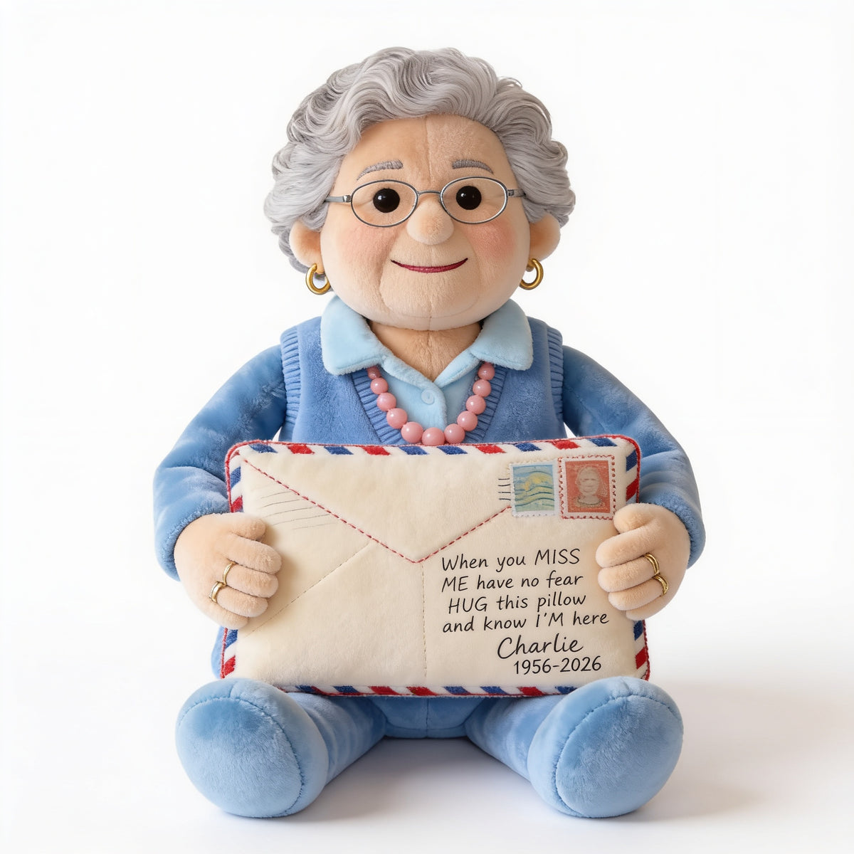 Personalized Older Latina Woman Grandma Memorial Faux Fur Shaped Pillow