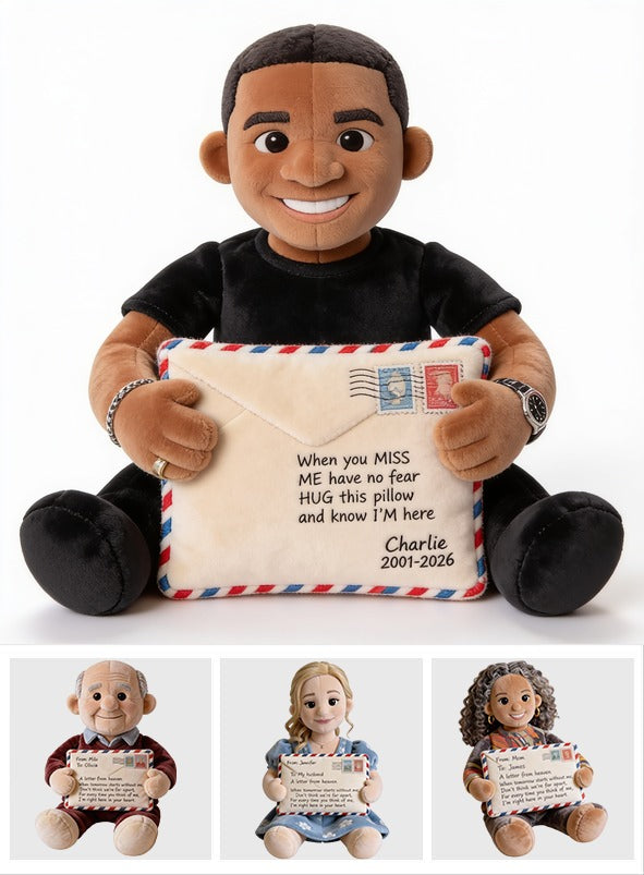 Personalized Black Man Memorial Faux Fur Shaped Pillow, Sympathy Keepsake