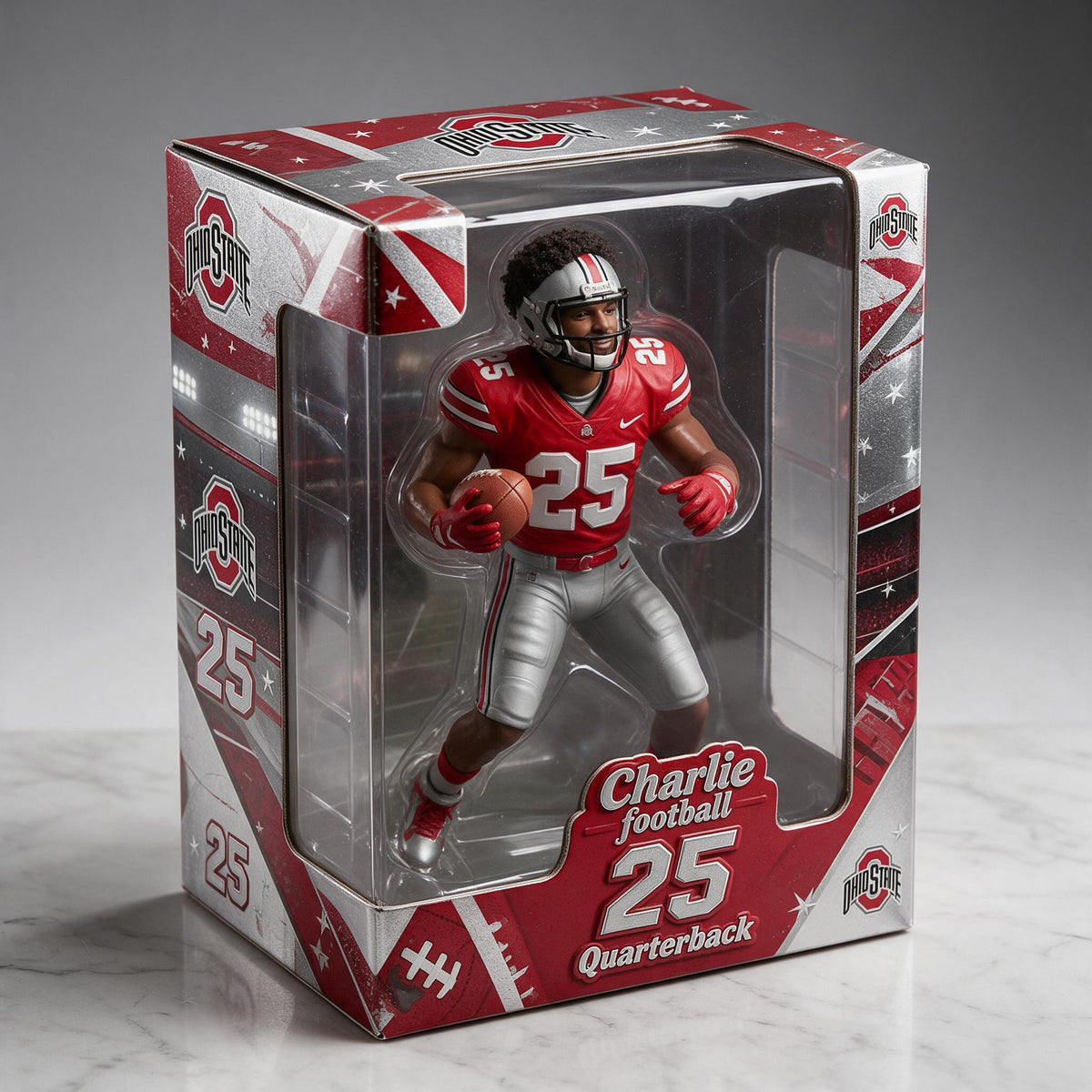 Personalized American Football Black Player 3D Acrylic Display Case Sports Fan Gift