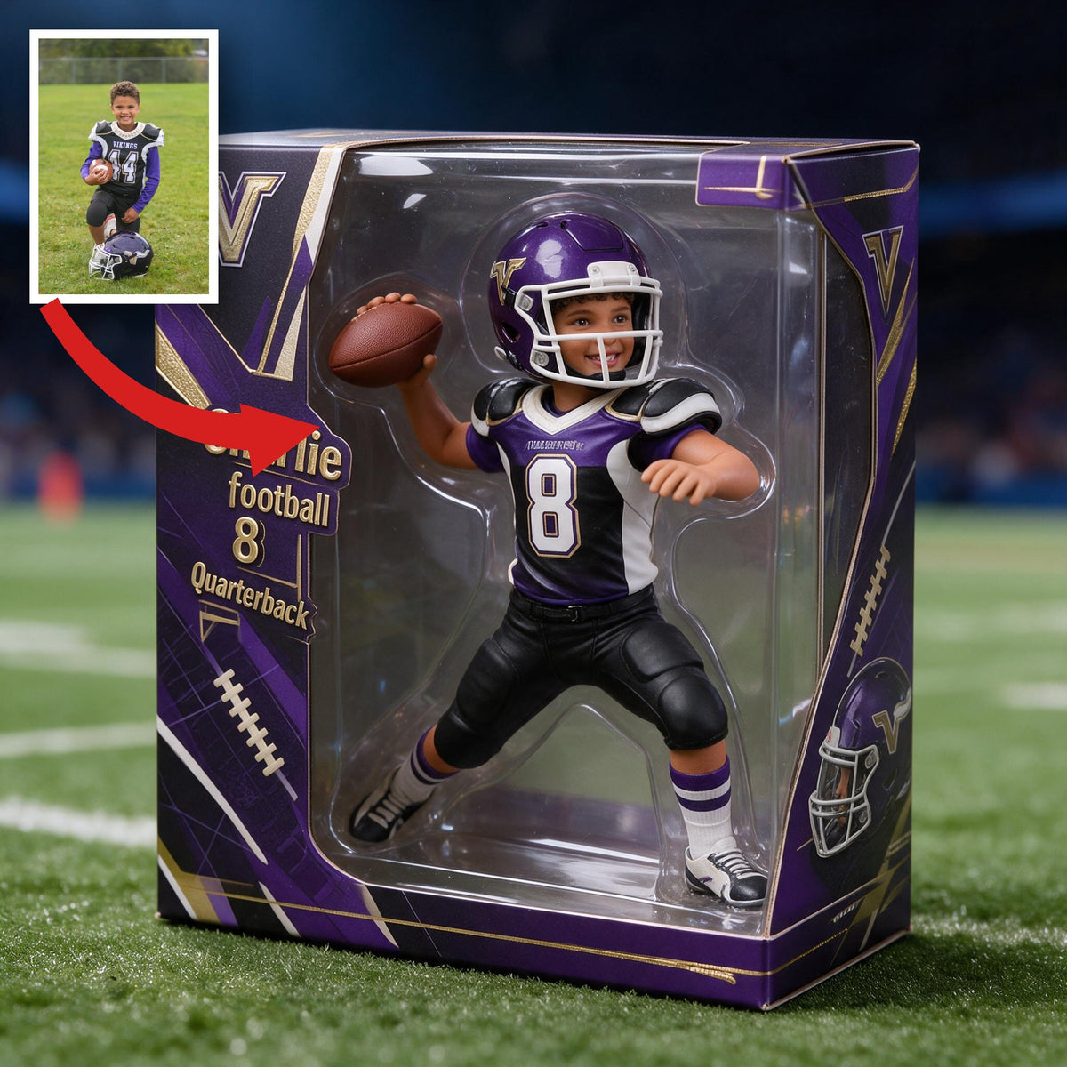 Personalized Latina Youth American Football Player Acrylic Display Box Sports Keepsake