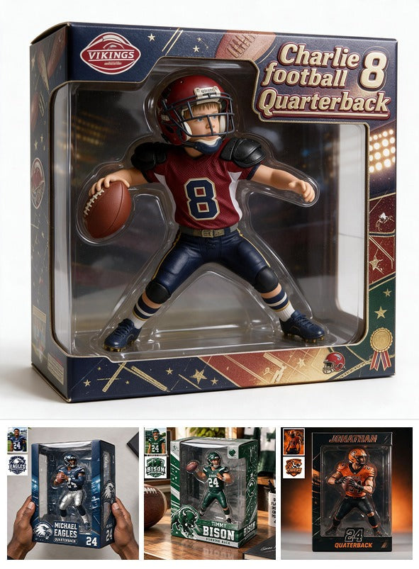 Personalized Youth American Football Player Acrylic Display Box Sports Keepsake