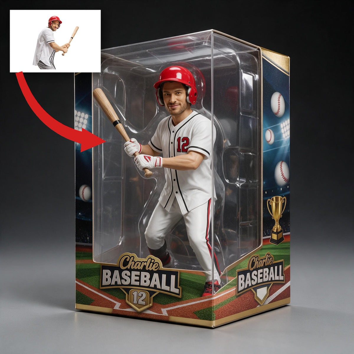 Personalized Adult Man Baseball Player Acrylic Display Box Sports Fan Gift
