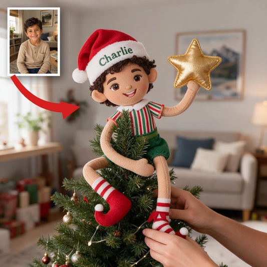 Poupée en peluche personnalisée de Noël Latino Petit Garçon, Cadeau pour Fils Petit-fils Neveu