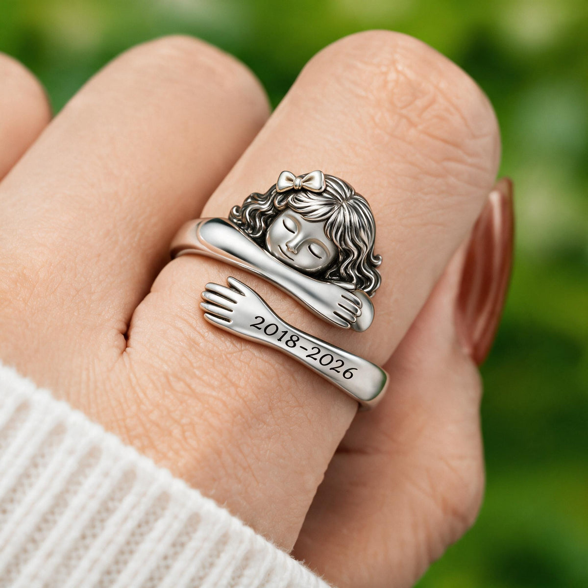 Personalized Latina Little Girl Memorial Adjustable Hug Ring