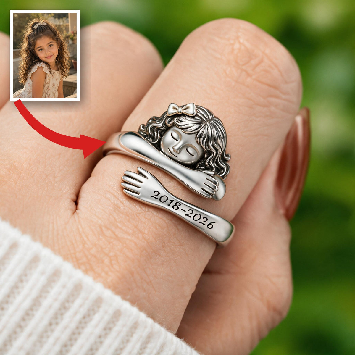 Personalized Latina Little Girl Memorial Adjustable Hug Ring