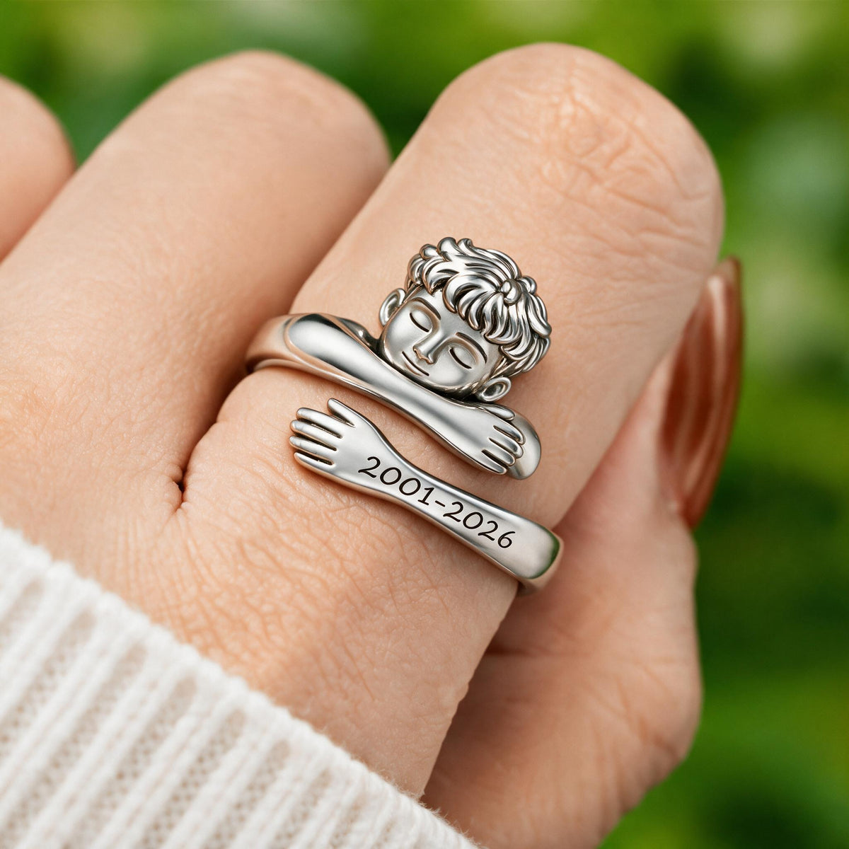 Personalized Latino Man Memorial Adjustable Hug Ring
