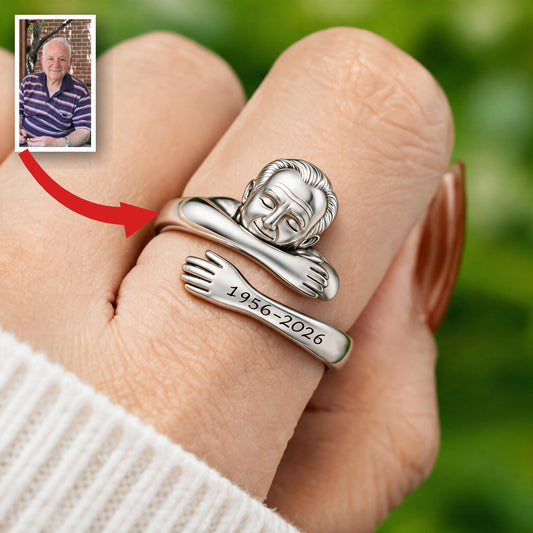Personalized Older Man Grandfather Memorial Adjustable Hug Ring