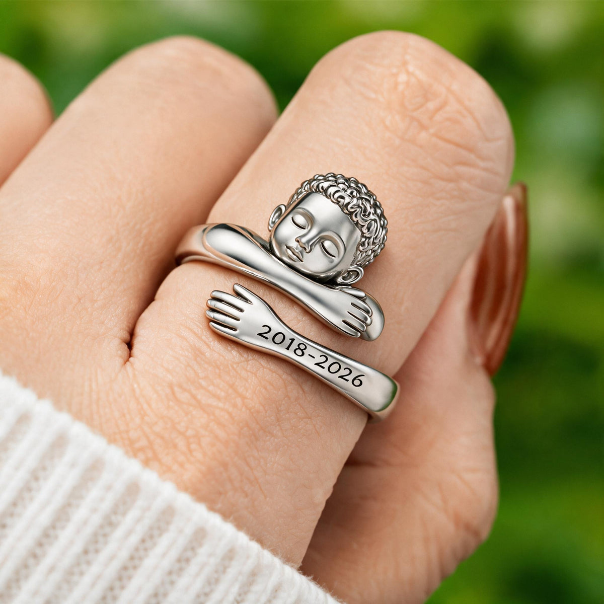 Personalized Black Little Boy Memorial Adjustable Hug Ring