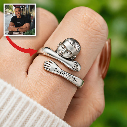 Personalized Black Man Memorial Adjustable Hug Ring