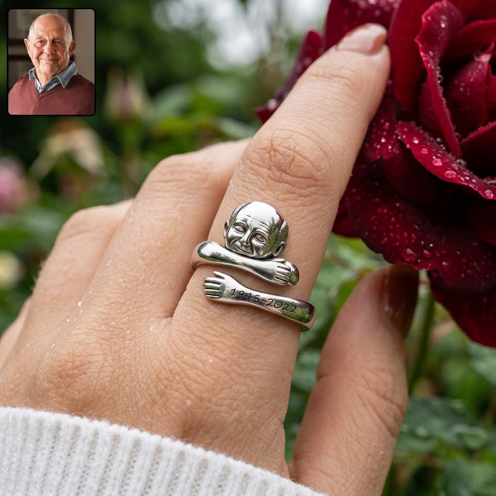 Personalized Black Man Memorial Adjustable Hug Ring