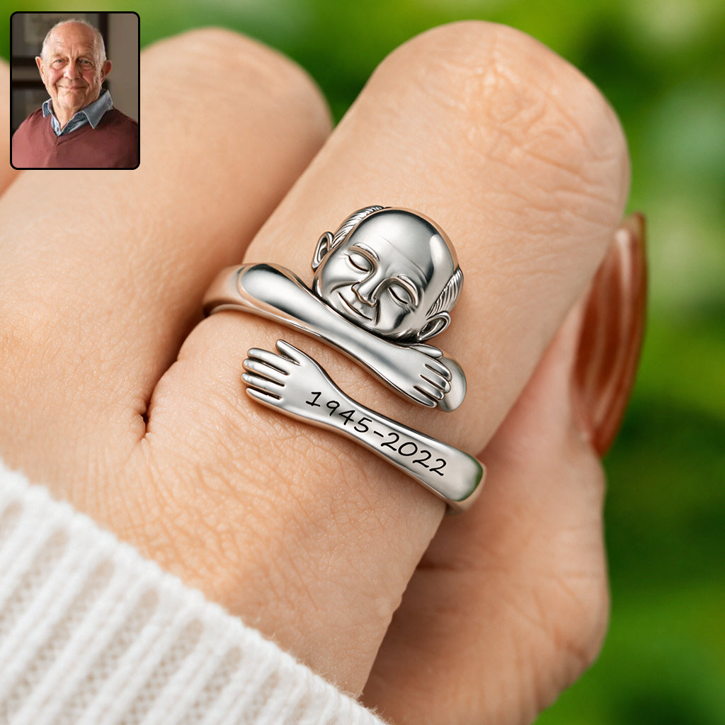 Personalized Older Black Woman Grandma Memorial Adjustable Hug Ring