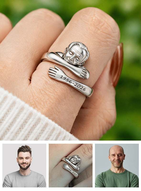 Personalized Older Man Grandfather Memorial Adjustable Hug Ring