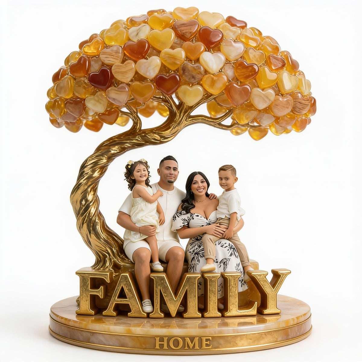 Personalized Latino Family of Four Custom Shaped Acrylic Plaque Home Decor Gift