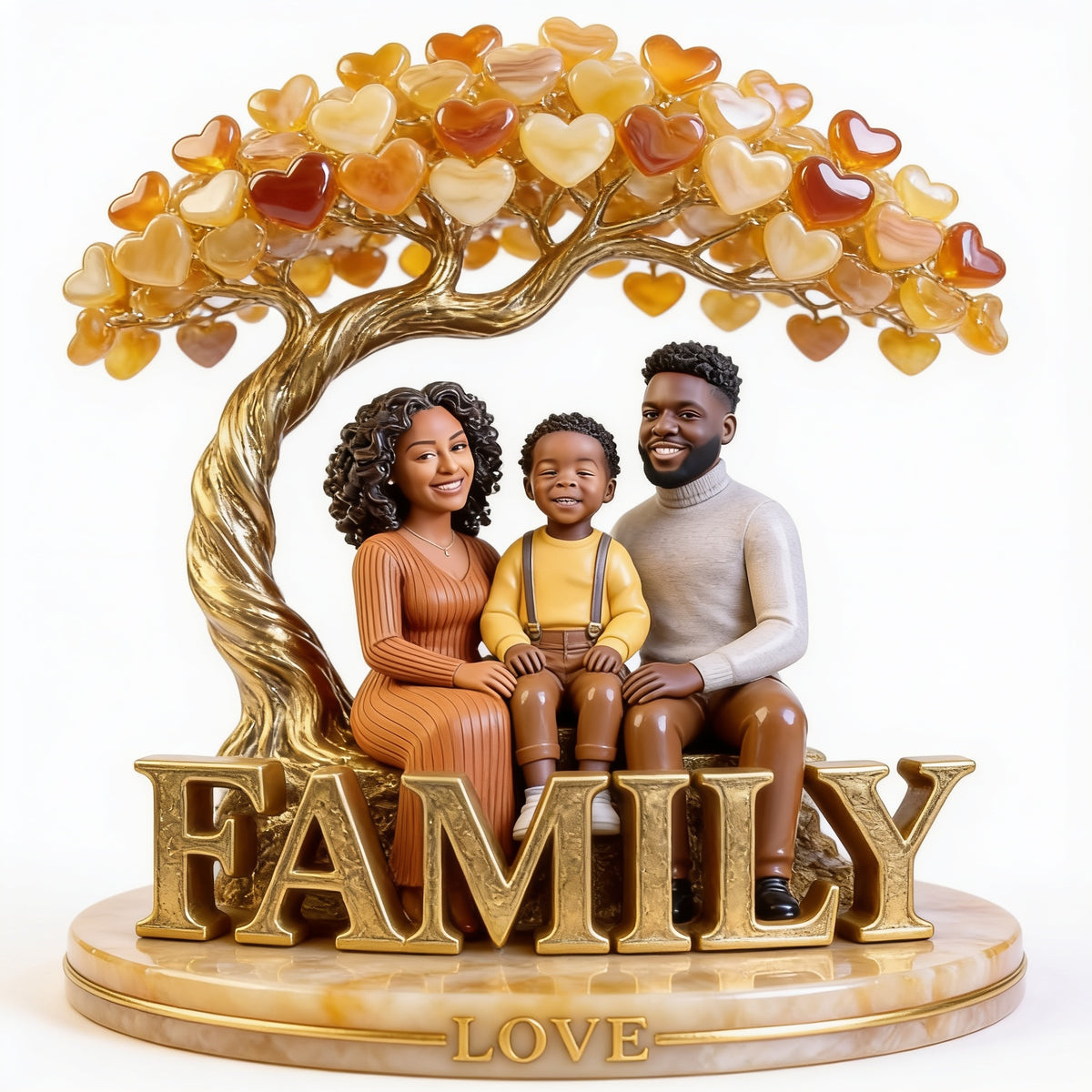 Personalized Black Family Of Three Custom Shaped Acrylic Plaque Home Decor