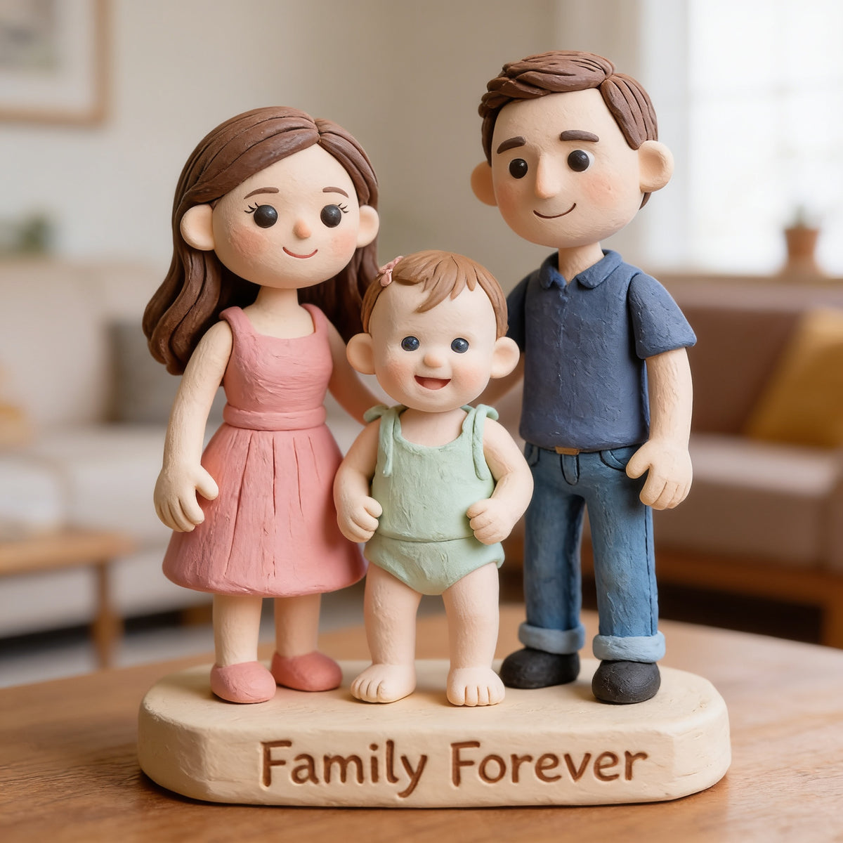 Personalized Family Of Three Custom Shaped Acrylic Plaque Home Decor Keepsake