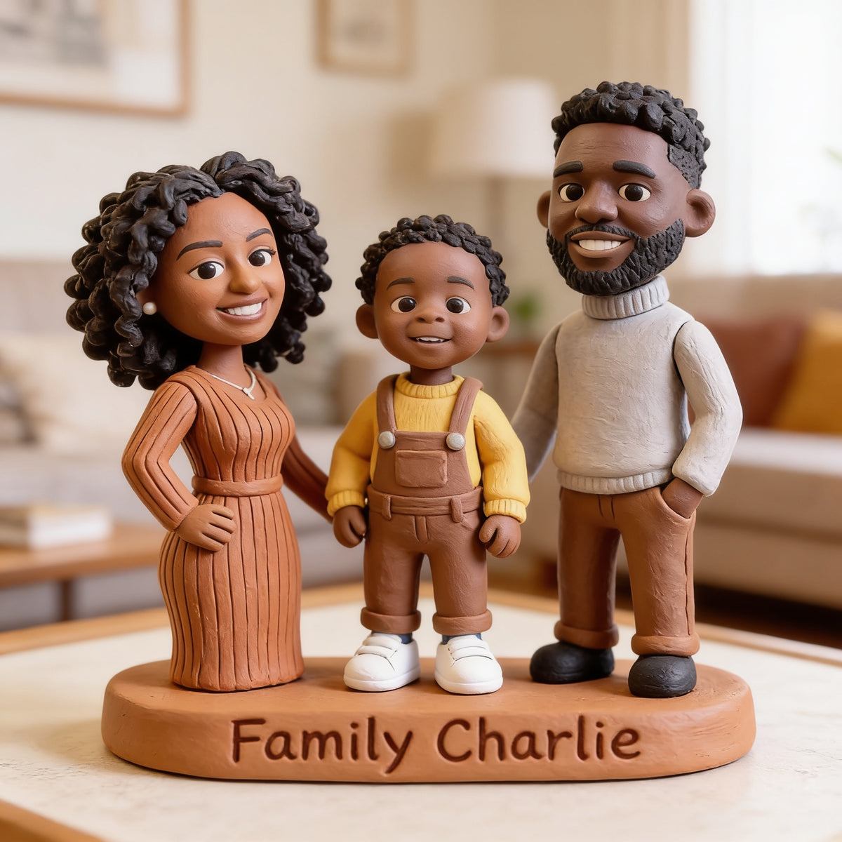 Personalized Black Family Of Three Custom Shaped Acrylic Plaque Keepsake Gift