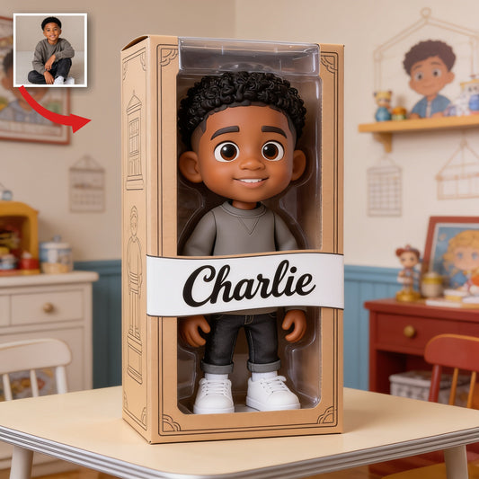 Personalized Black Little Boy Custom Shaped Acrylic Plaque Keepsake Gift
