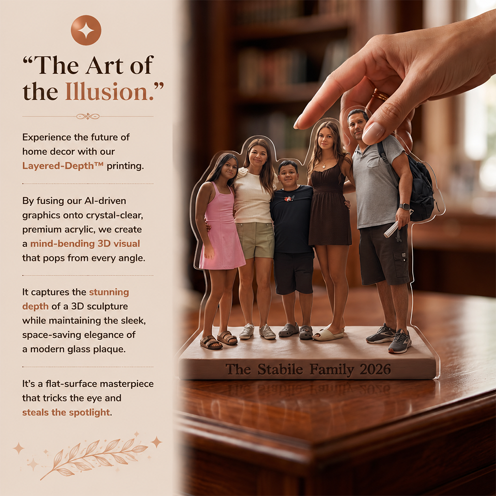Personalized Family Of Three Custom Shaped Acrylic Plaque Home Decor Keepsake