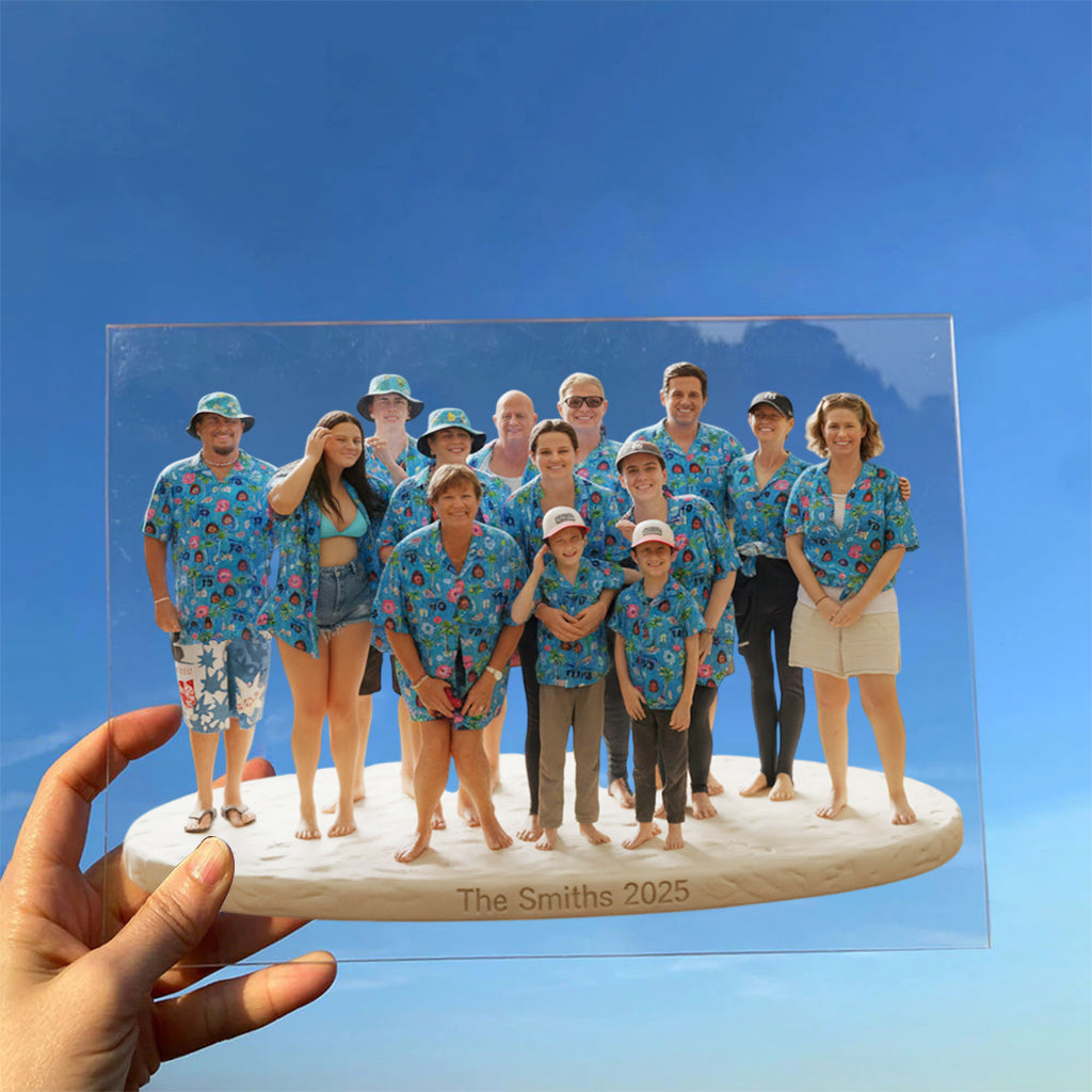 Personalized Christmas Black Christmas Family of Five Custom Shaped Acrylic Plaque