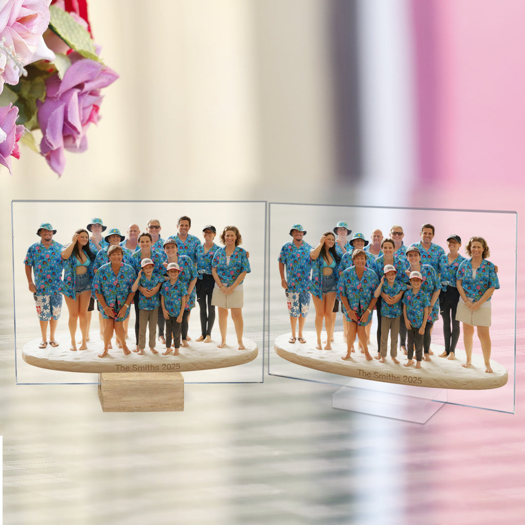 Personalized Black Family of Five Custom Shaped Acrylic Plaque Home Decor Gift