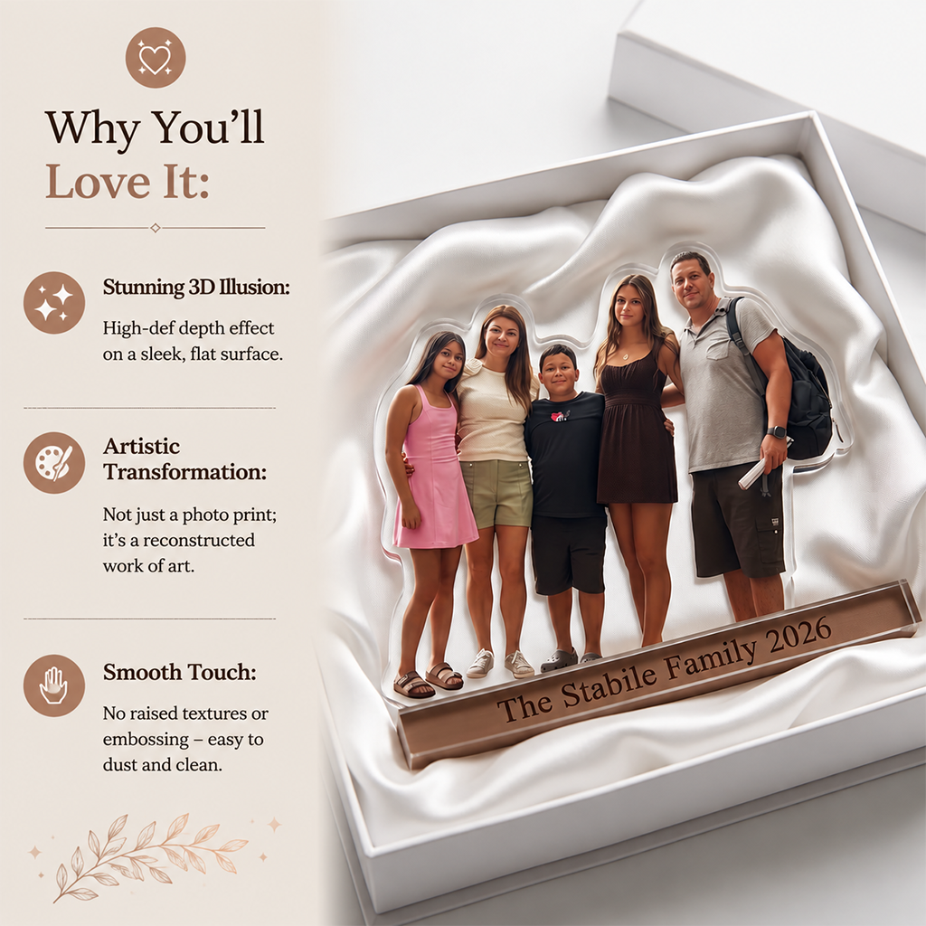 Personalized Family Of Three Custom Shaped Acrylic Plaque Home Decor Keepsake
