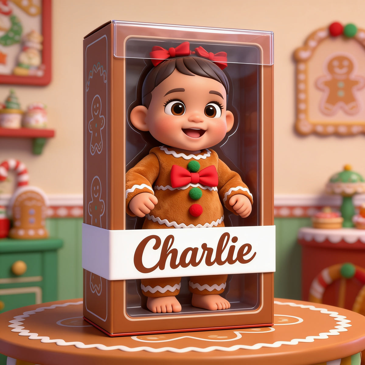 Personalized Black Christmas Baby Girl Gingerbread Costume Custom Shaped Acrylic Plaque