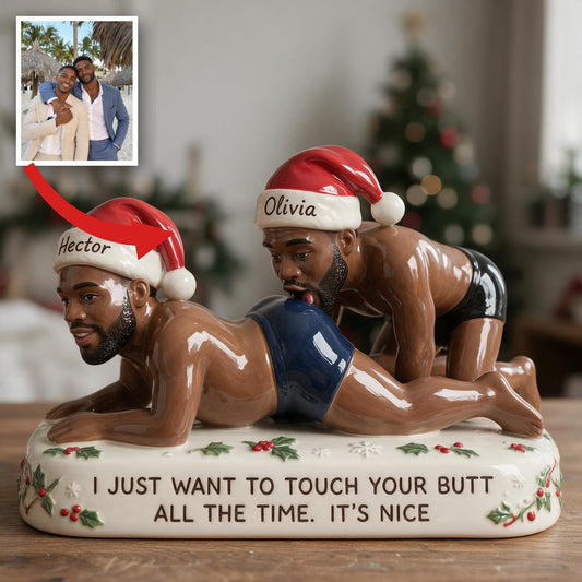 Custom Photo Christmas Black Gay Couple Spicy 3D Plaque LGBT Couple Gift
