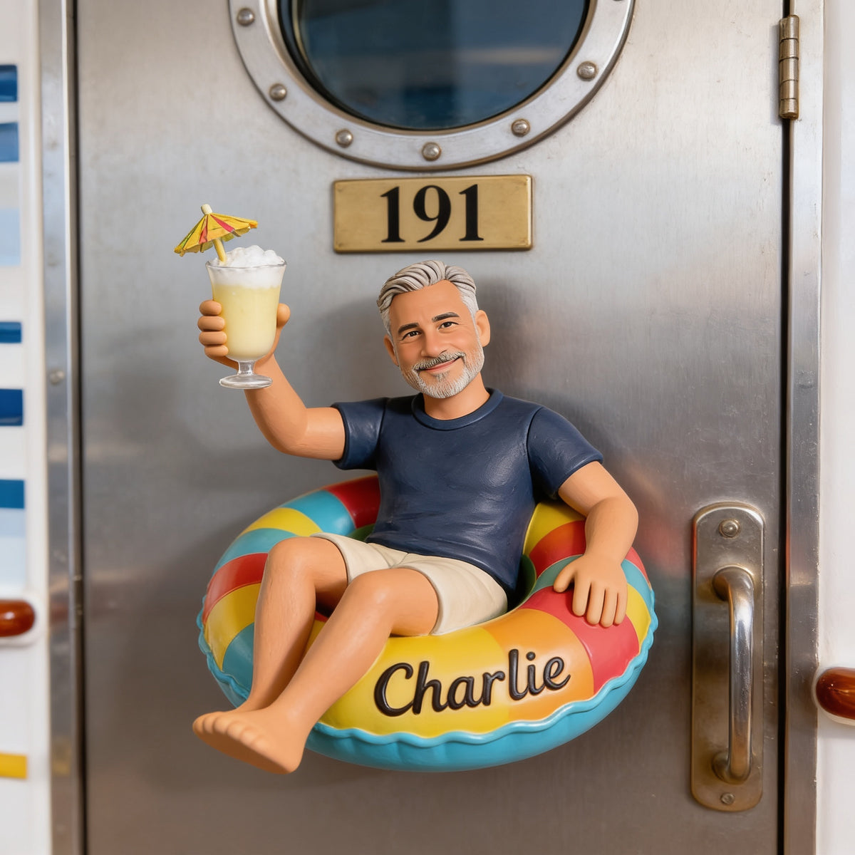 Personalized Middle-Aged Man Cruising 3D Magnet, Dad Husband Gift