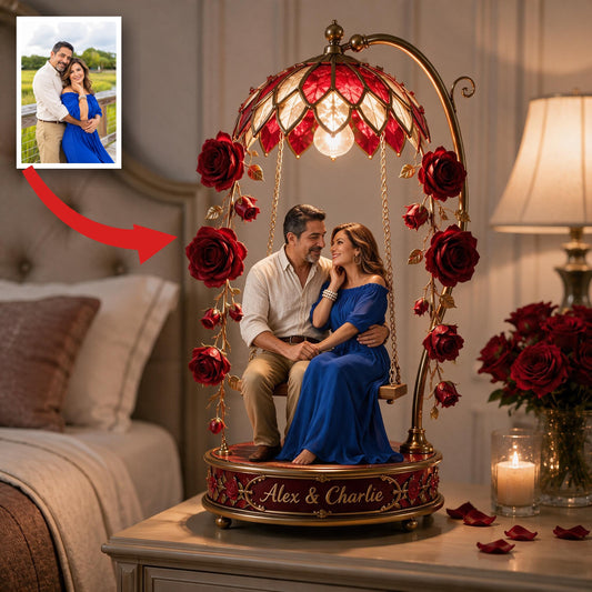 Custom Photo Middle-Aged Latino Couple Acrylic LED Night Light Romantic Couple Gift