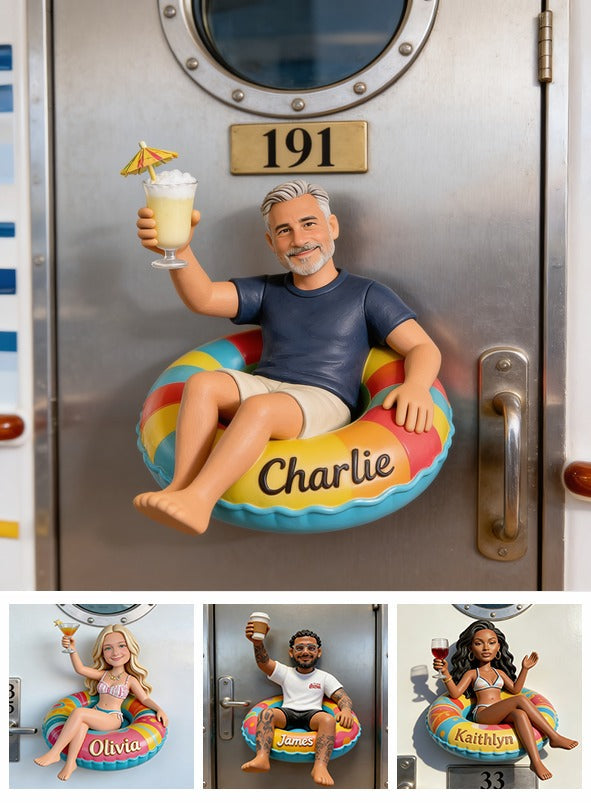 Personalized Middle-Aged Man Cruising 3D Magnet, Dad Husband Gift