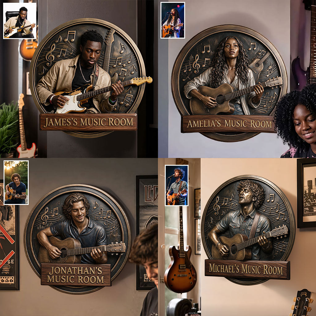 Custom Photo Middle-Aged Latina Woman Music Room 3D Cut Metal Sign Gift for Mom Wife