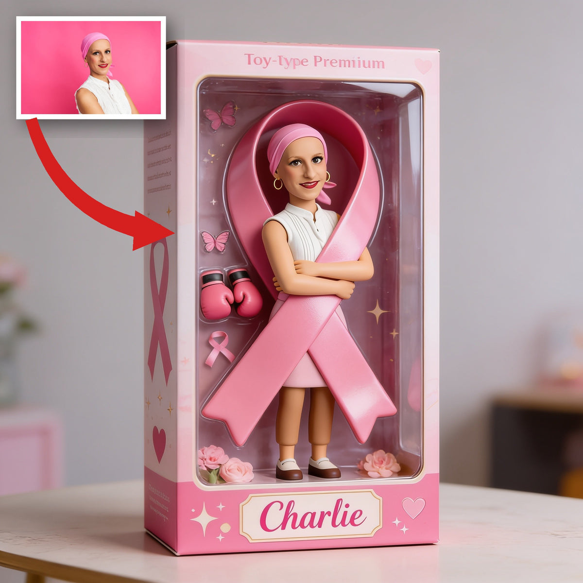 Personalized Breast Cancer Survivor Pink Headscarf Custom Shaped Acrylic Plaque