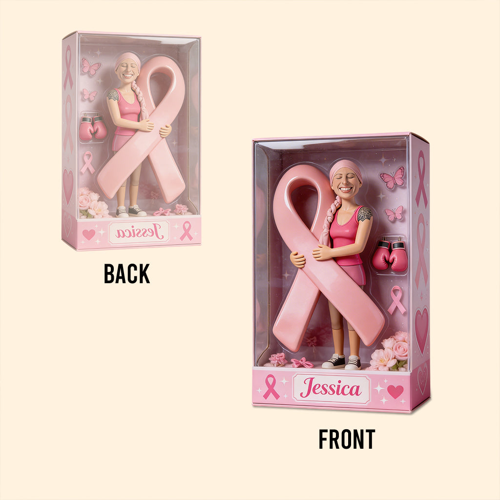 Personalized Middle-Aged Breast Cancer Woman Custom Shaped Acrylic Plaque Breast Cancer Awareness Gift