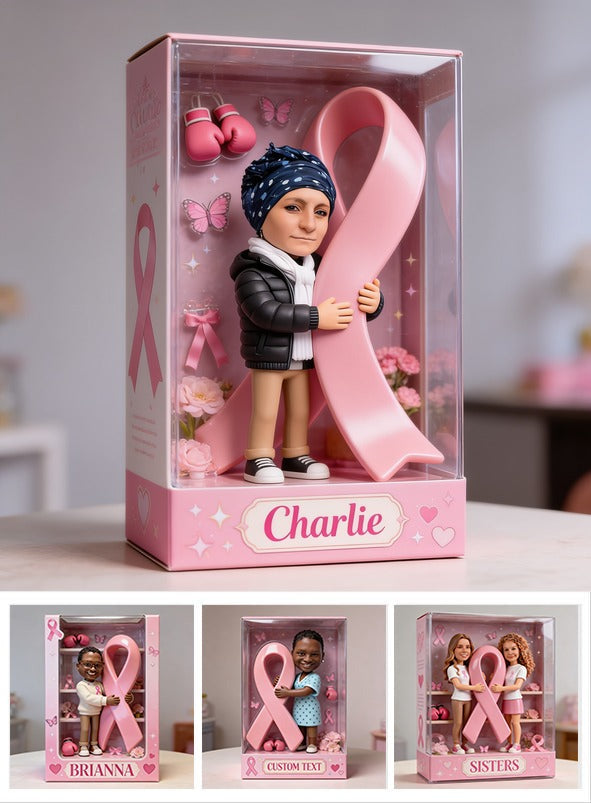 Personalized Middle-Aged Latina Breast Cancer Woman Custom Shaped Acrylic Plaque, Breast Cancer Awareness Gift
