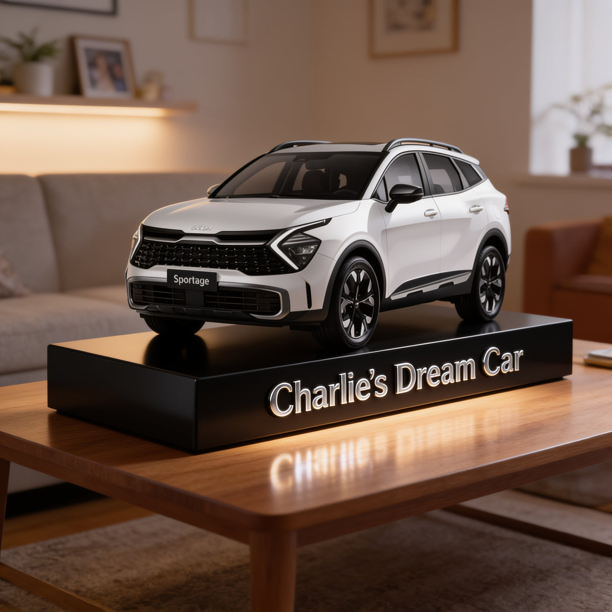 Personalized White Kia Sportage Compact SUV Custom Shaped Acrylic Plaque Car Lover Gift