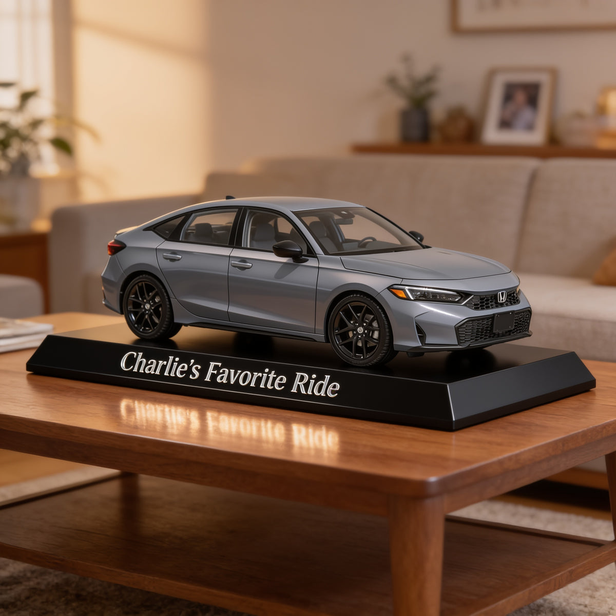 Personalized Grey Honda Civic Custom Shaped Acrylic Plaque Car Lover Gift